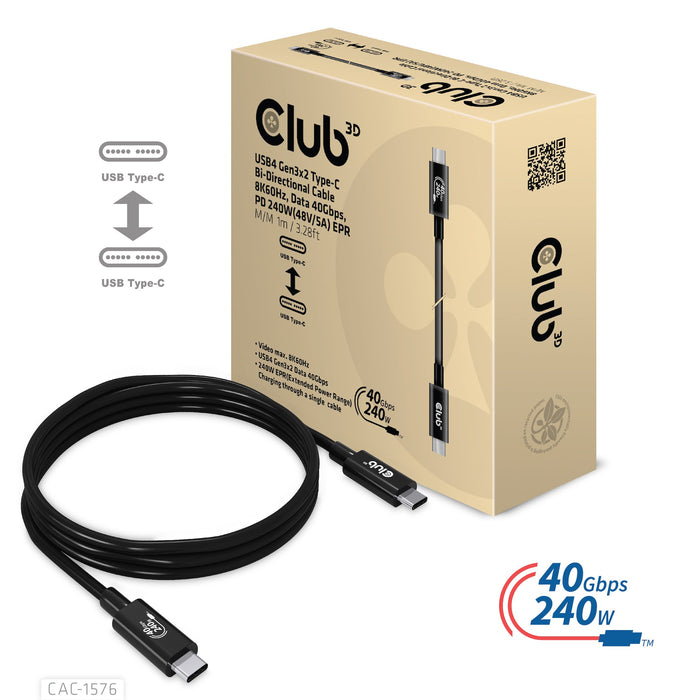 EAN 8719214472320 - CLUB3D CAC-1576 cable USB USB4 Gen 3x2 1 m USB C Negro imagen 5