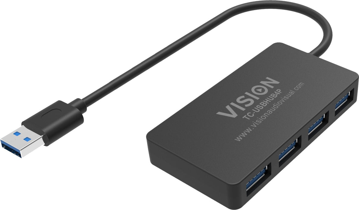 Hub Concentrador Usb 3.0 De 4 Puertos 4 X Puertos Usb 3.0 5 Gbps Cable De 30 Cm Negro
