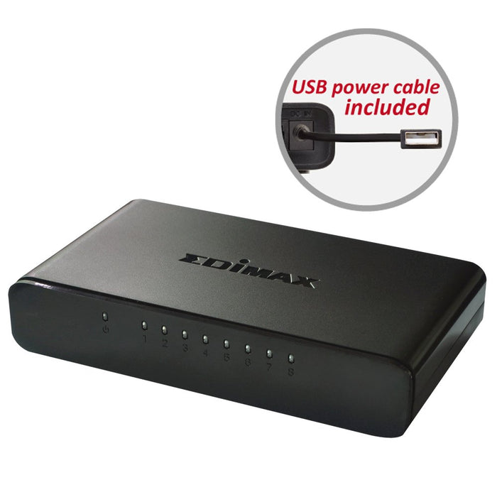 EAN 4710700929254 - Edimax ES-3308P V2 switch Gestionado Fast Ethernet (10/100) Negro imagen 2