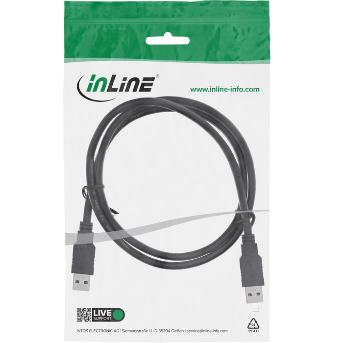 Inline Usb 3.0 Cable Tipo A Macho A A Macho Negro 1,5m