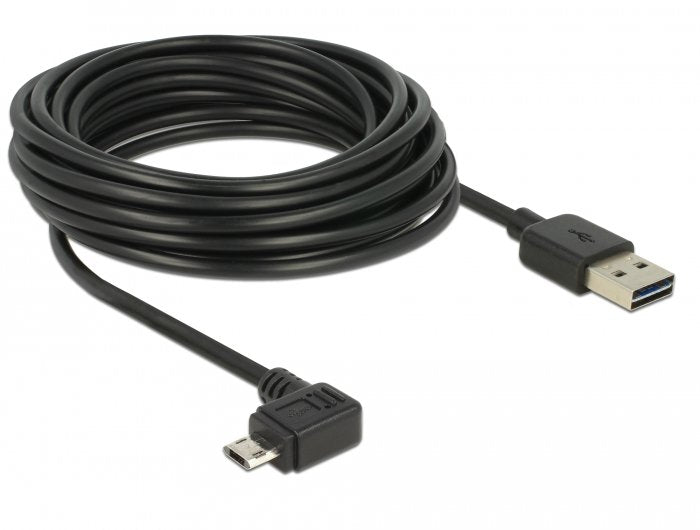 Delock Cable Easy-Usb 2.0 Typ-A Stecker > Easy-Usb 2.0 Typ Micro-B Stecker Gewinkelt Links   Rechts 5 M Schwarz