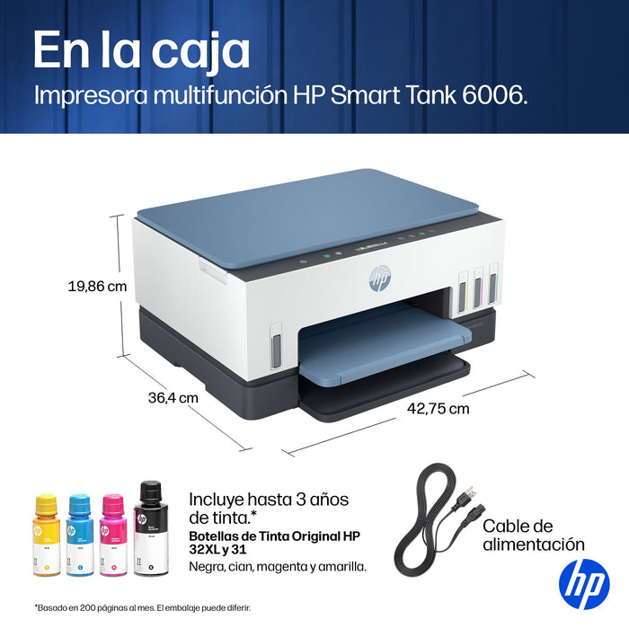 EAN 0199251237119 - HP Smart Tank 6006 All in One Printer Inyección de tinta térmica A4 4800 x 1200 DPI 12 ppm Wifi imagen 4