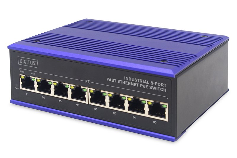 EAN 4016032458869 - ASSMANN Electronic DN-650108 switch Fast Ethernet (10/100) Energía sobre Ethernet (PoE) Negro, Azul imagen 1