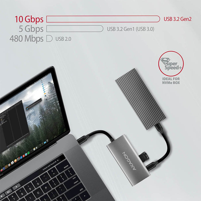 EAN 8595247905437 - Axagon HMC-4G2 hub de interfaz USB 3.2 Gen 2 (3.1 Gen 2) Type-C 10000 Mbit/s Gris imagen 6