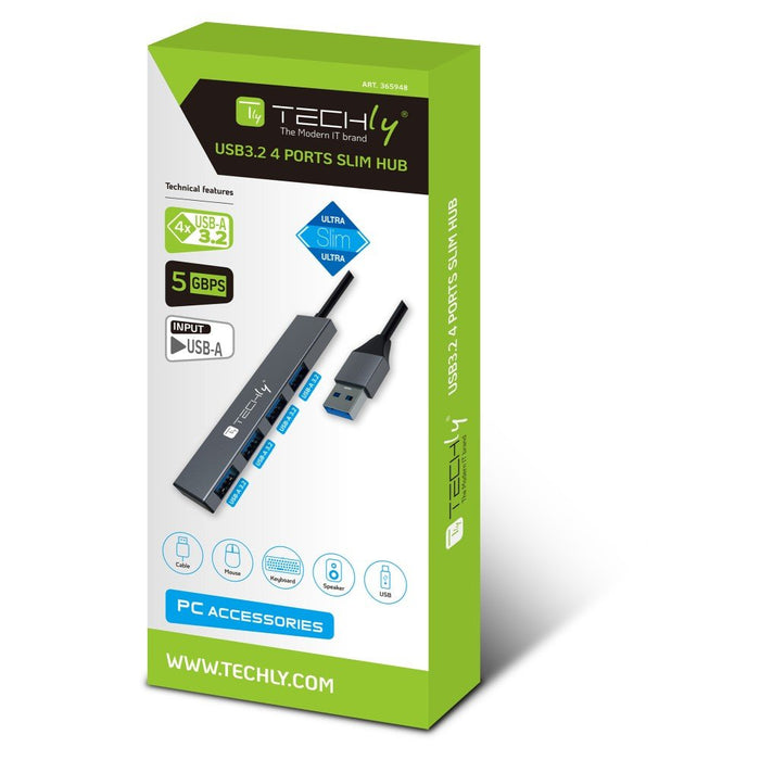 EAN 8059018365948 - Techly IUSB32-HUB4A-4U3SL base para portátil y replicador de puertos Alámbrico USB 3.2 Gen 1 (3.1 Gen 1)  imagen 2
