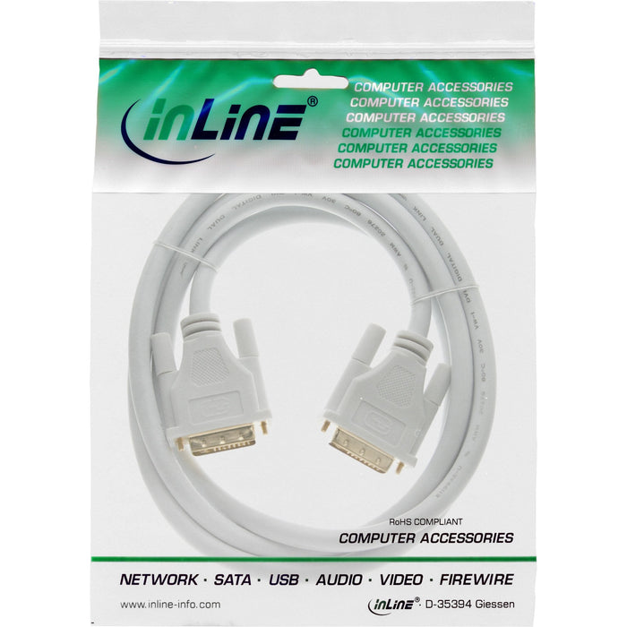 Cable Inline Dvi-D 24+1 Macho A Macho Dvi Dual Link Blanco/Dorado 3m