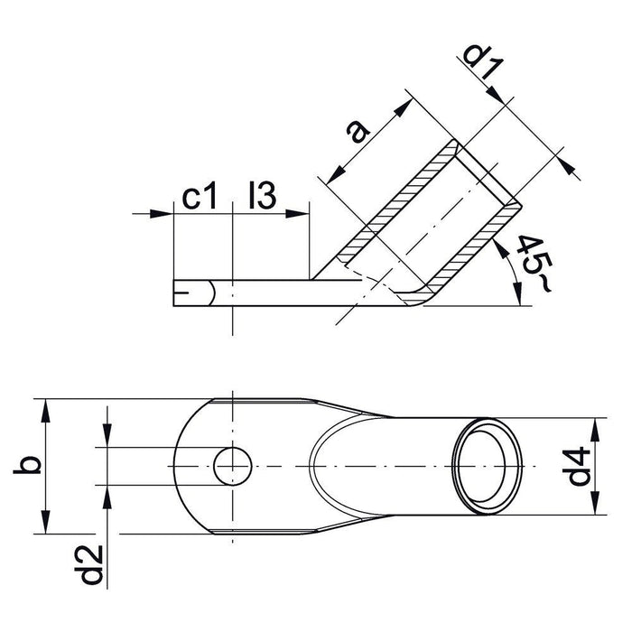 Klau Winkelrohrcableschuh 47r1245 70qmm 45grad Abgewinkelt 18mm