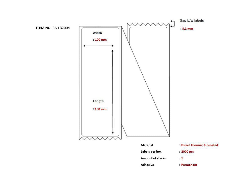 Ship-Label 100 X 150mm,  Direct Thermal, Uncoated,
