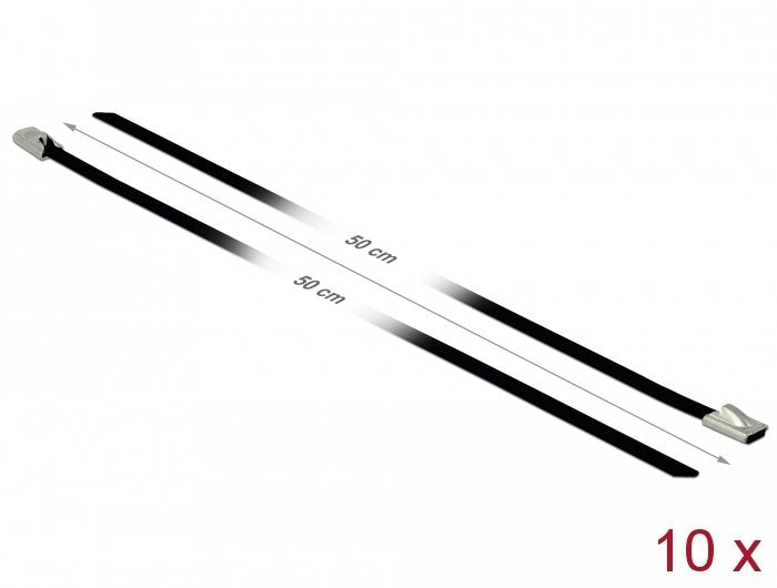 Delock Bridas De Acero Inoxidable L 500 X B 4,6 Mm Negro 10 Piezas