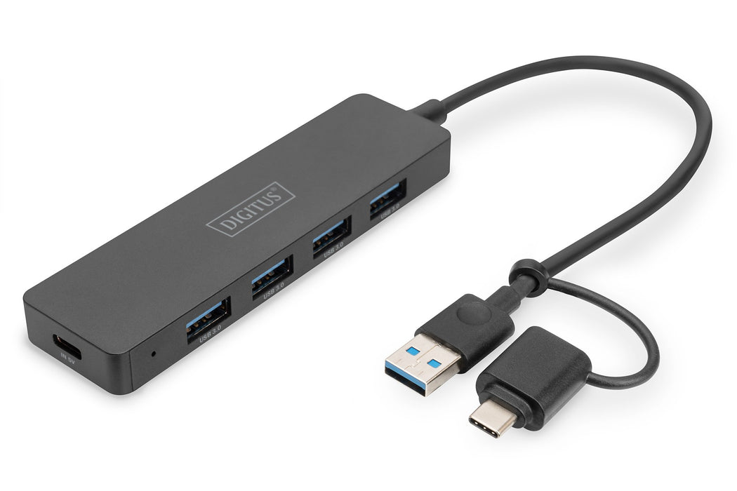 EAN 4016032489207 - Digitus DA-70235 hub de interfaz USB 3.2 Gen 1 (3.1 Gen 1) Type-A + Type-C 12000 Mbit/s Negro imagen 1