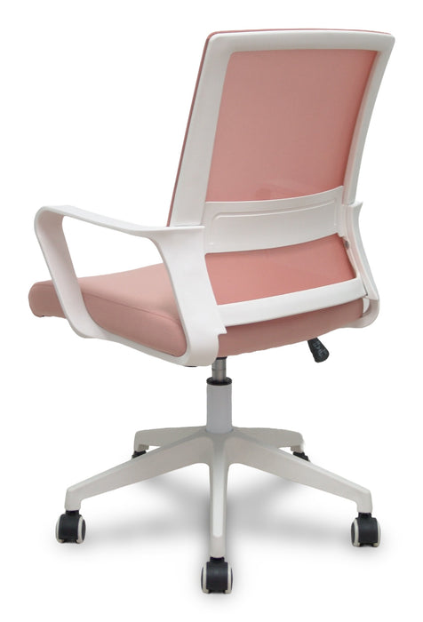 Piqueras Y Crespo Forol Silla Ergo535 Blanca Basculante Respaldo Malla Rosa Asiento Tela Rosa Ruedas Nailon