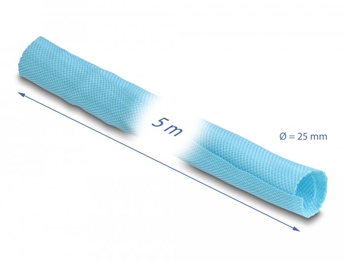Delock Manguera De Tela Con Cierre Automático Resistente Al Calor 5 M X 25 Mm Azul