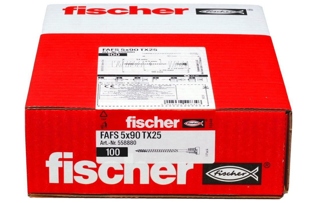 Tornillo De Ajuste Fischer Fafs 5.0 X 90 Tx25 100 Piezas 558880