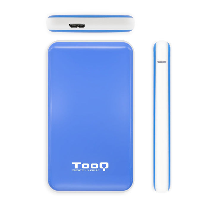 Tooq Carcasa Externa Hdd/Sdd 2.5" Hasta 9.5mm Sata Usb 3.0/3.1 Gen 1 - Sin Tornillos - Azul/Blanco