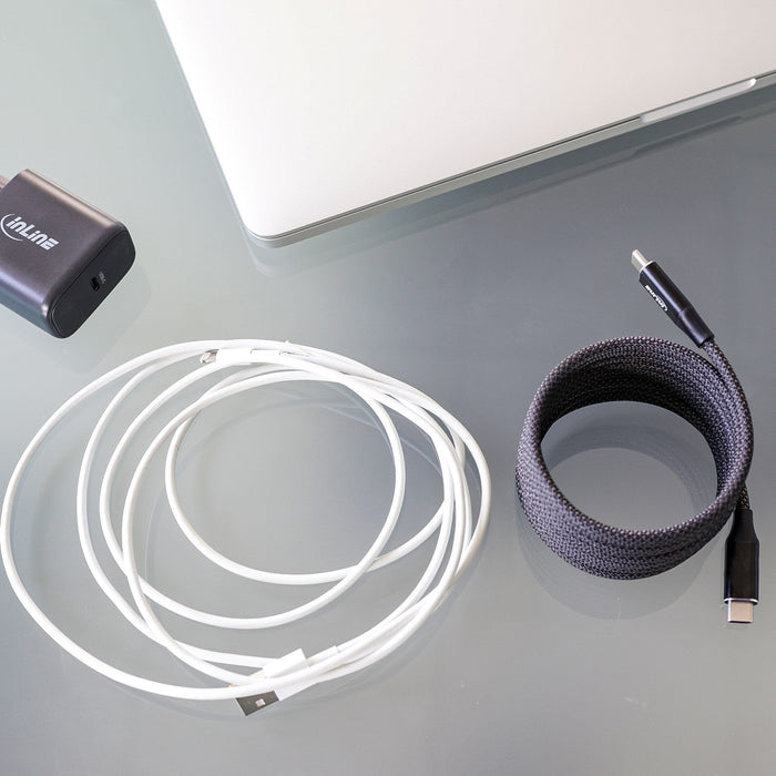 Inline® Magnetic Usb-C Cable, Usb-C Male/Male, 100w, Black, 2m