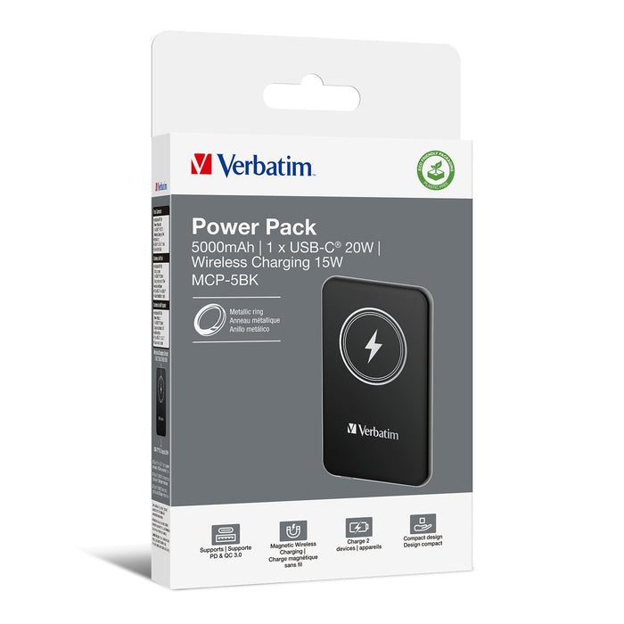 EAN 0023942322405 - Verbatim Charge 'n' Go Polímero de litio 5000 mAh Cargador inalámbrico Negro imagen 5