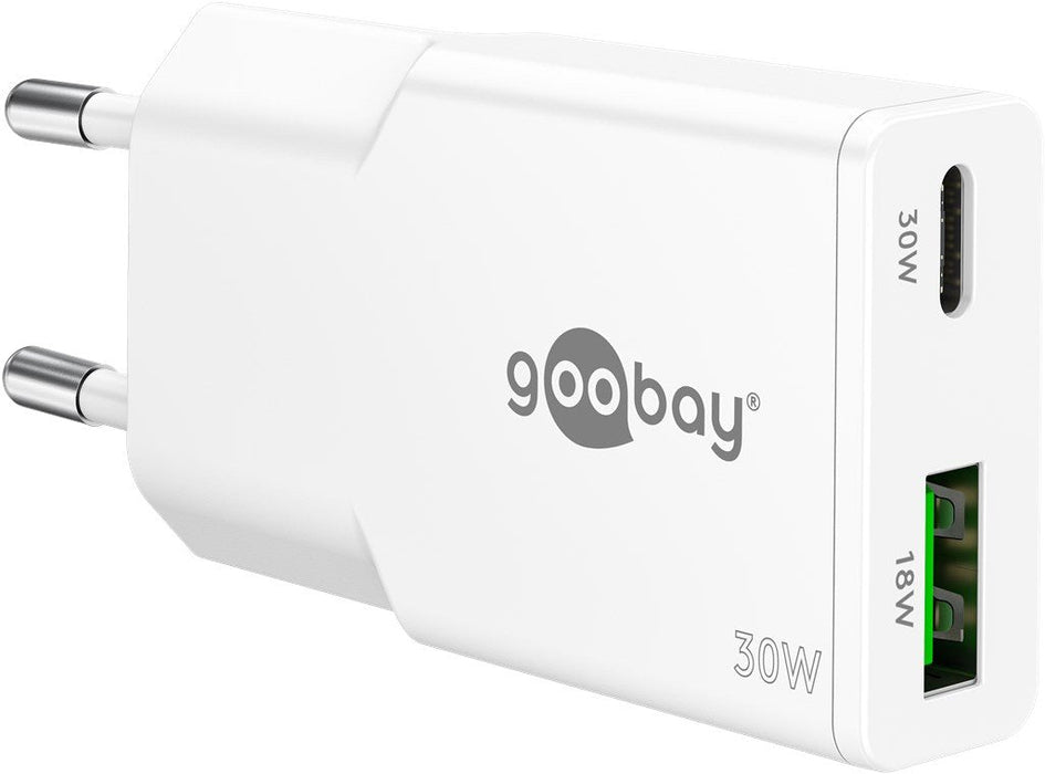 Goobay Usb-C Pd Gan Dual-Schnelladegerät Slim 30 W (Blanco) 75738