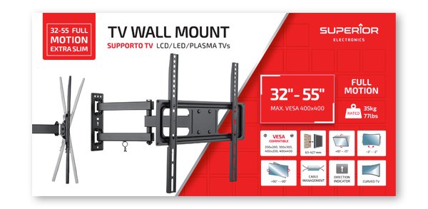 EAN 8054242080759 - Superior Electronics 32-55 Full Motion Extra Slim 139,7 cm (55") Negro imagen 3