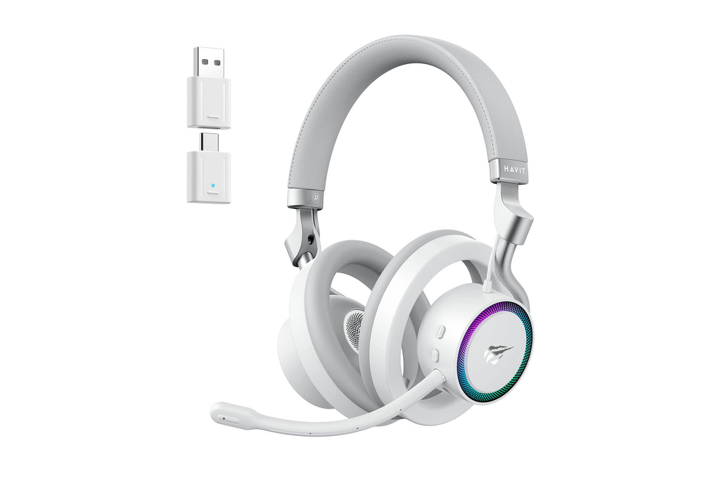 Auriculares Havit Fuxi-H8  Con Cable/Inalámbricos Para Juegos (Blancos)