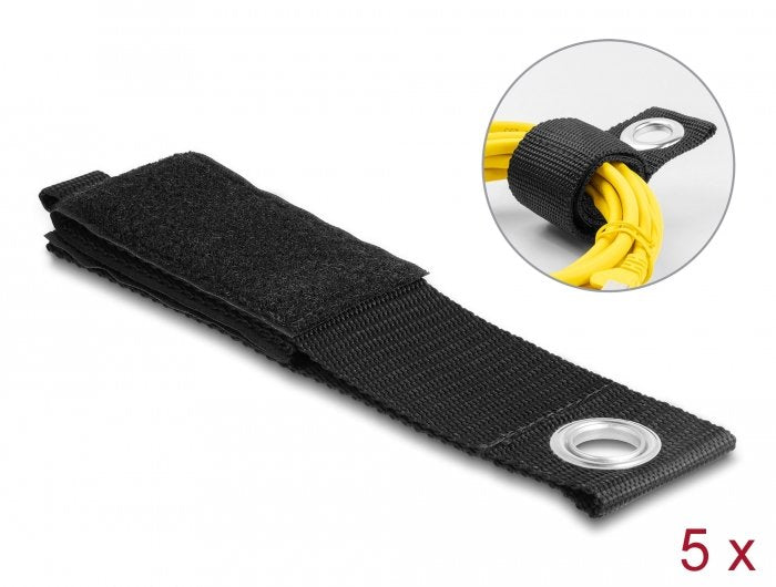 Strapazierfähiger Klettgurt Mit Befestigungsöse L 435 X B 50 Mm Schwarz 5 Stück
