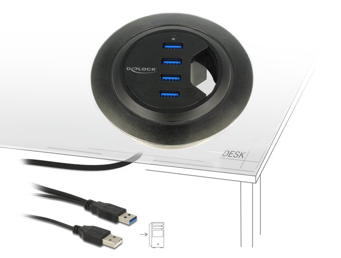 EAN 4043619628681 - DeLOCK 62868 hub de interfaz USB 3.2 Gen 1 (3.1 Gen 1) Type-A 5000 Mbit/s Negro imagen 4