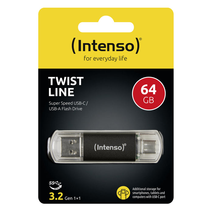 EAN 4034303031269 - Intenso Twist Line unidad flash USB 64 GB USB Type-A / USB Type-C 3.2 Gen 1 (3.1 Gen 1) Antracita imagen 3