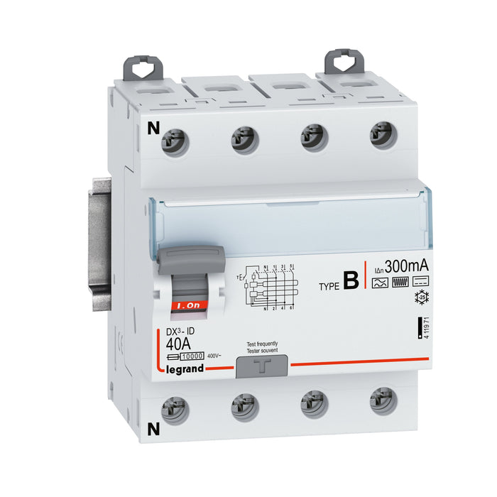 Legrand 411971 Dx3 Fi-Schalter 40a 4-Polig 300ma Typ B 400vac N-Links 4te