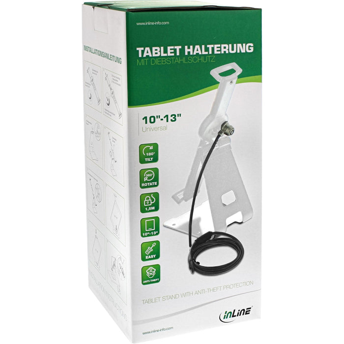 Soporte De Bloqueo Universal Para Tablet Inline Para 10" - 13" Con Cable De Bloqueo De Teclas De 4,4 Mm X 1,5 M De Diámetro