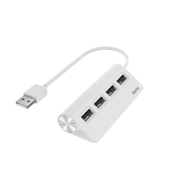 Hub Hama Essential  Usb 2.0 - Cable Usb-A Integrado De 15cm - Usb-A Hembra X4 - Blanco