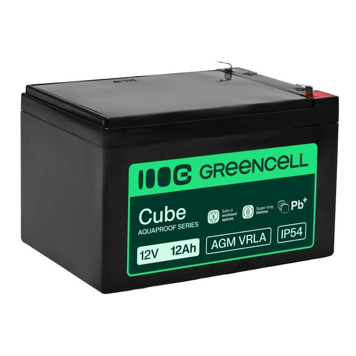 Green Cell Agm Vrla 12v 12ah Maintenance-Free Battery For Cash Registers, Toys, Cameras (151x98.5x95mm)