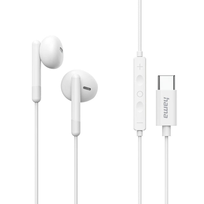 Auricular Intrauditivo Usb-C Hama Classy Microfono Cable 1.2m Color Blanco
