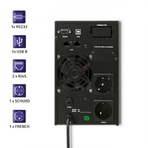 EAN 5901878530420 - Qoltec 53042 sistema de alimentación ininterrumpida (UPS) Doble conversión (en línea) 1 kVA 800 W 2 salid imagen 5