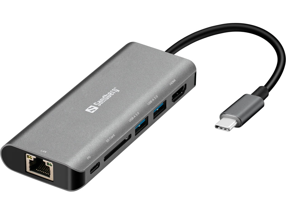 EAN 5705730136184 - Sandberg 136-18 base para portátil y replicador de puertos USB 3.2 Gen 1 (3.1 Gen 1) Type-C Gris imagen 1