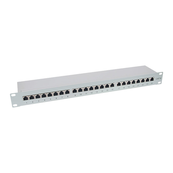 Patch Panel Inline Cat.6 24 Puertos 19" 1he Gris Claro Ral7035