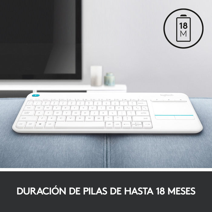 Teclado Español Logitech K400 Plus Tv Rf Inalámbrico Qwerty Blanco