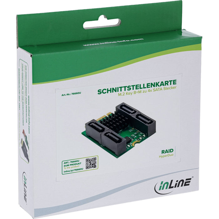 Inline Tarjeta De Interfaz M.2 Key B+M A 4x Sata Conector Macho - Raid - Hyperduo