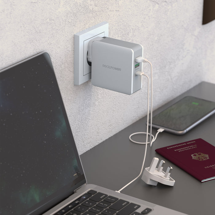 EAN 4040895006837 - RealPower DeskCharge-65 Travel Universal Gris Corriente alterna Interior imagen 4