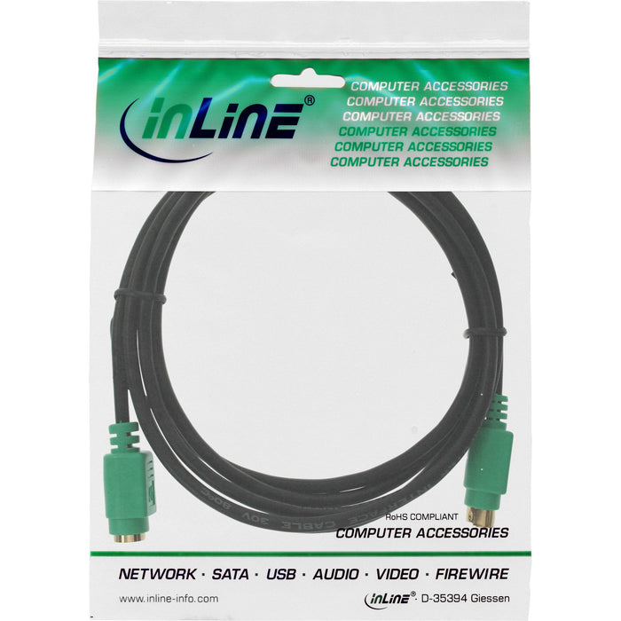 Cable Inline Ps/2 Macho A Hembra Negro Verde 3m