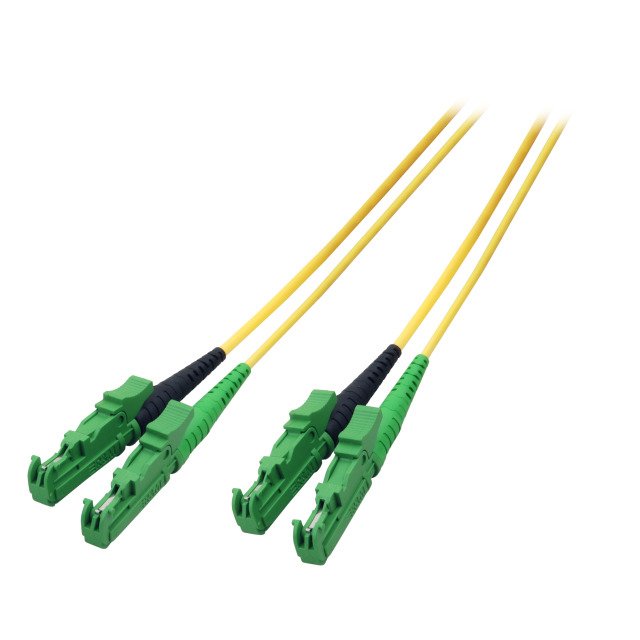 Lwl-2-Faser-Patchk. 1,0mtr.E2000(Apc8grad),/E2000(Apc8grad), 9/125um, Os2, G657a, Ad=3mm, Schrägschliff