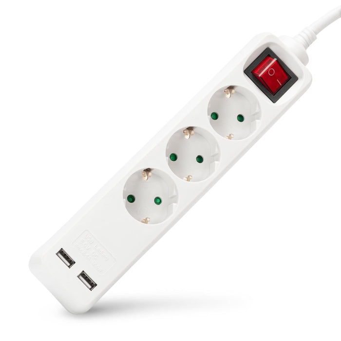 Entac Meckdosenleime 3fach Con Usb 1,5m Schalter Blanco