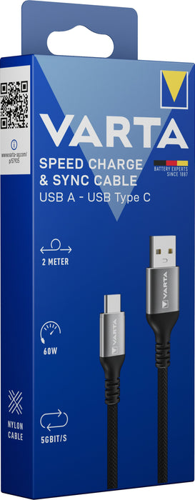 EAN 4008496066216 - Varta 57935 cable USB 2 m USB A USB C 5 Gbit/s 60 W Negro, Gris imagen 6