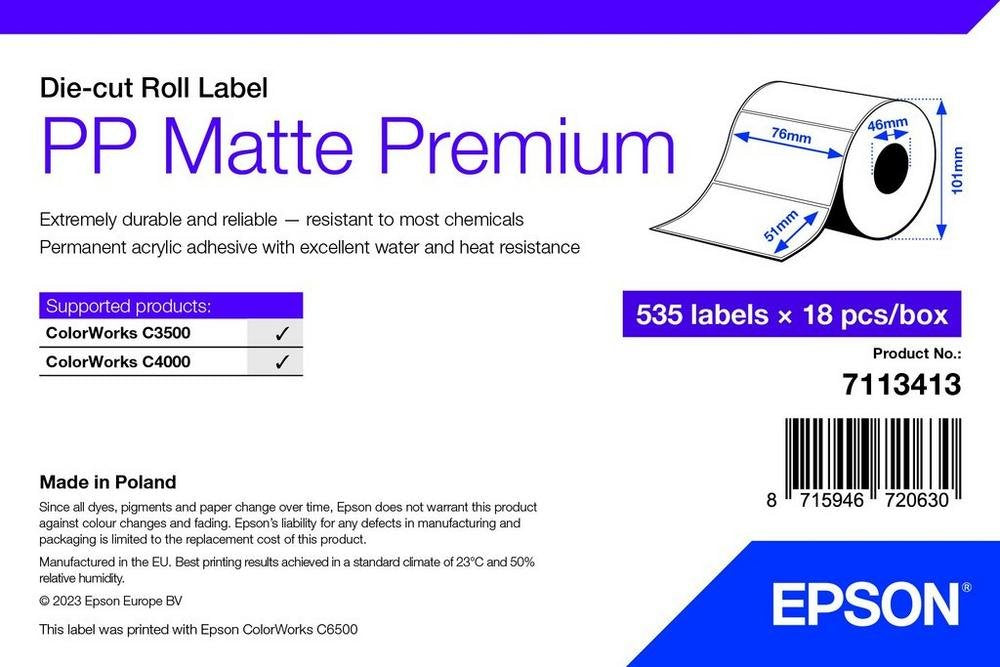 EAN 8715946720630 - Epson 7113413 etiqueta de impresora Blanco Etiqueta para impresora autoadhesiva imagen 1