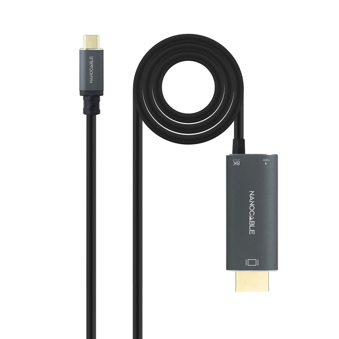 Cable Usb-C/M-Hdmi 2.1+Usb-C/H Pd 100w,Negro,1.8m