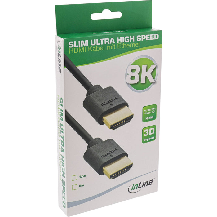 Inline Cable Slim Ultra High Speed Hdmi M/M 8k4k Negro 1,5 M