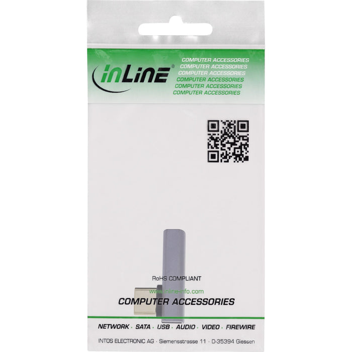 Inline® Usb4 Adapter, Usb-C Plug/Socket Vertical Right/Left Angled, Alu, Gris