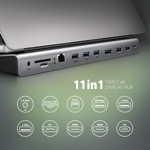 EAN 8595247907608 - Axagon HMC-4KX3 base para portátil y replicador de puertos Alámbrico USB 3.2 Gen 1 (3.1 Gen 1) Type-C Gri imagen 2