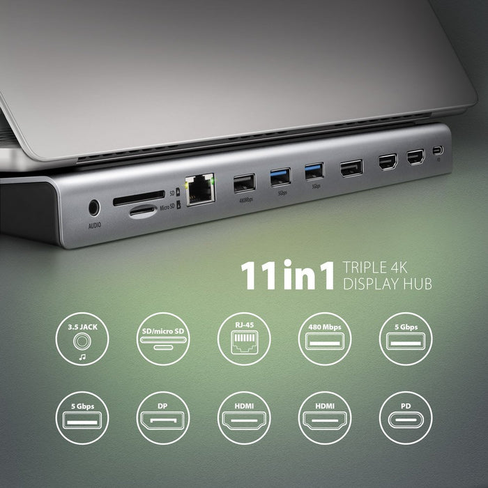 EAN 8595247907608 - Axagon HMC-4KX3 base para portátil y replicador de puertos Alámbrico USB 3.2 Gen 1 (3.1 Gen 1) Type-C Gri imagen 2