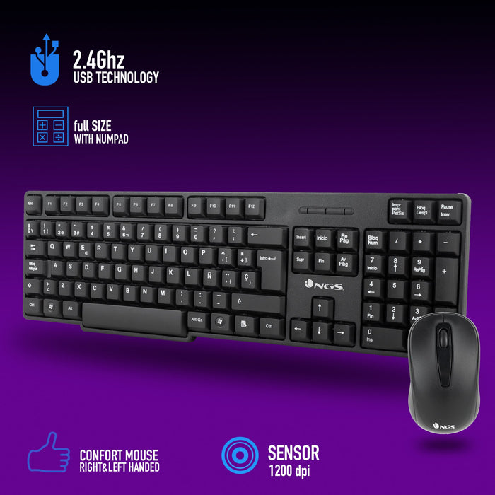 EAN 8435430619072 - NGS EUPHORIA KIT teclado Ratón incluido Universal RF inalámbrico QWERTY Español Negro imagen 11