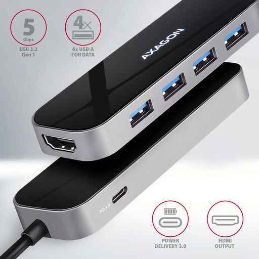 EAN 8595247907028 - Axagon HMC-6H4A base para portátil y replicador de puertos Alámbrico USB 3.2 Gen 1 (3.1 Gen 1) Type-C Neg imagen 2