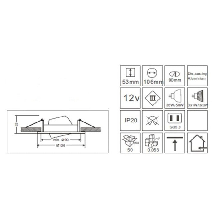 Synergy 21 Led Retrofit Gu10 / Gx5, 3 Deckeneinbausatz D05-Plata